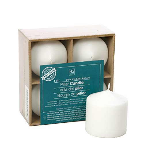 Hosley 3" D x 3" H Pillar Candles Set of 16 - Unscented Taper Candles and Candle Sticks for Weddings, Birthdays, Emergencies, Spa, Aromatherapy, Parties, Reiki, Candle Gardens - size: 3"D x 3"H -16 count