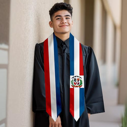 Graduation Satin Sash Scarf 72" Stole - color: Dominican Republic Flag