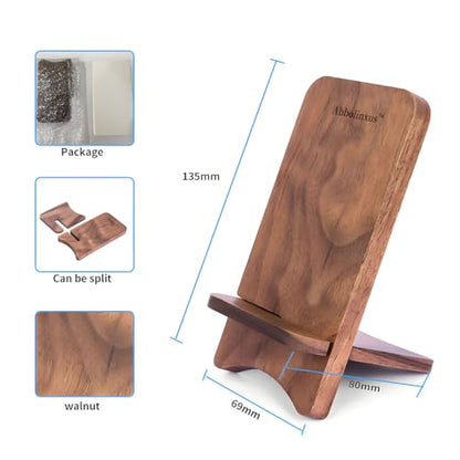 Solid Wood Phone Stand, Desktop Wooden Phone Stand, Simple Phone Holder, Compatible with All Phones (Walnut Wood) - color: Walnut wood