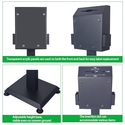 Heavy Duty Metal Suggestion Box with Stand - Locking Floor Standing Donation & Ballot Box for Church, Office, Election | Secure, Large Capacity with Sign Holder