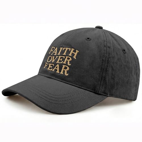 Faith Over Fear Hat for Men Women Embroidered Adjustable Cotton Christian Jesus Religious Faith Baseball Cap - color: Black