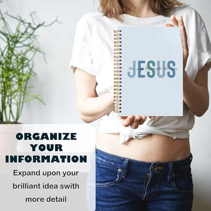 Boho Christian Notebook Journal, Christian Gifts for Women, Bible Notebooks for Note Taking, Bible Journaling Notebook, Jesus the Way the Truth the Life Hardcover Spiral Notebook 5.5x8.3 blue - color: white Bible-monotonous jesus blue