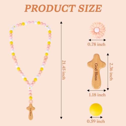 Baby Rosary with Cross, Baptism Gift Baby Rosary for Boy Girl Kids, My First Rosary Catholic Religious Gifts Christian First Holy Communion Party Decorations, Daisy - color: Daisy