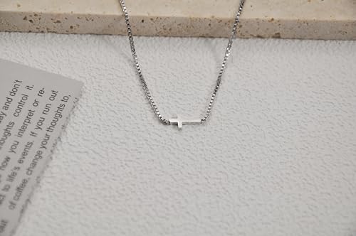 Sterling Silver Plated Cross Necklaces for Women and Men Chain Pendant, Minimalist Sideways Cross Christian Jewelry with Classic Gold Chain
