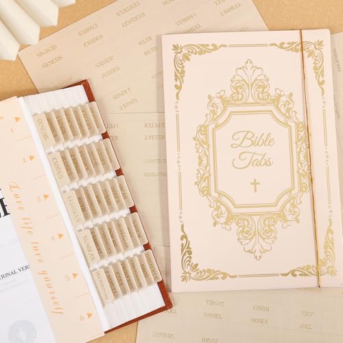 Leather Bible Tabs, Bible Tabs for Women and Men(Gold Foil Lettering) Large Print Stickers, Easy to Read and Apply, 66 Chapters & 14 Blank DIY Labels for Easy Navigation, Christian Accessories(Beige) - style: Leather Beige