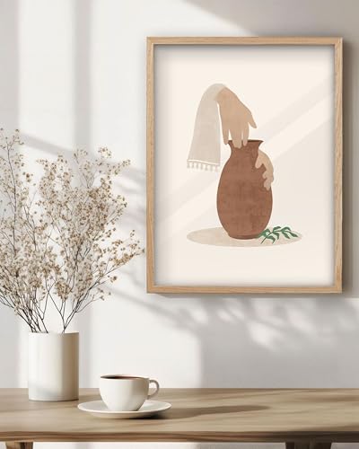 KensTro 16x20 Oak Framed Potter and Clay Christian Wall Art - color: Boho Clay and Potter-Framed, size: 20"L x 16"W