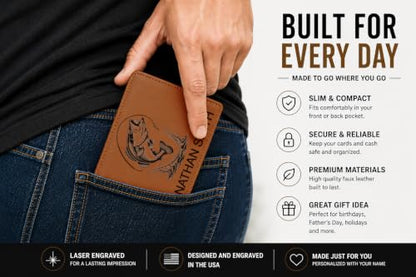 LaserGram Personalized Wallet, Christian Cross (Dark Brown) - color: Dark Brown