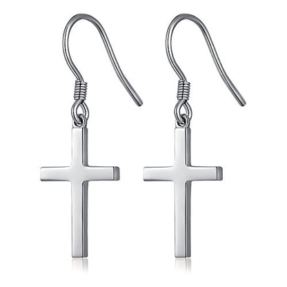 Han han 925 Sterling Silver Cross Earrings for Women and Men - style: B-Dangle cross earrings