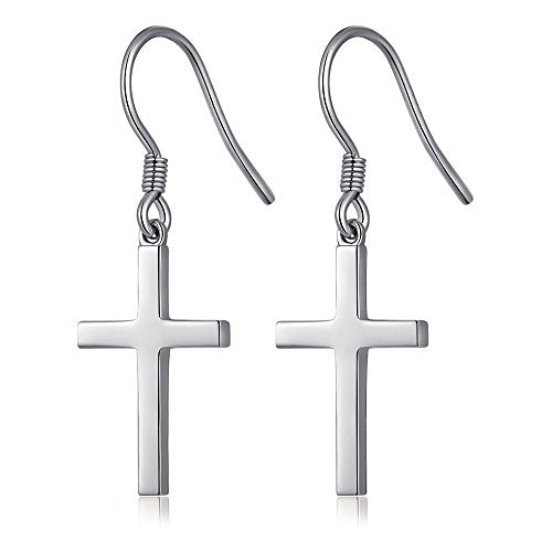 Han han 925 Sterling Silver Cross Earrings for Women and Men - style: B-Dangle cross earrings