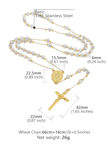 Supcare Rosary for Men Women Catholic Necklace Rosary Beads Customized - color: F01-Virgin Mary White