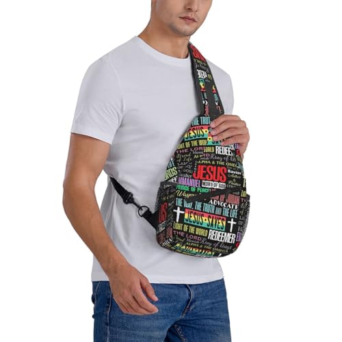 Jesus Christian Cross Sling Backpack Shoulder Chest Bag For Men Women Hiking Travel Crossbody Daypack - color: Jesus Christian Cross-0003
