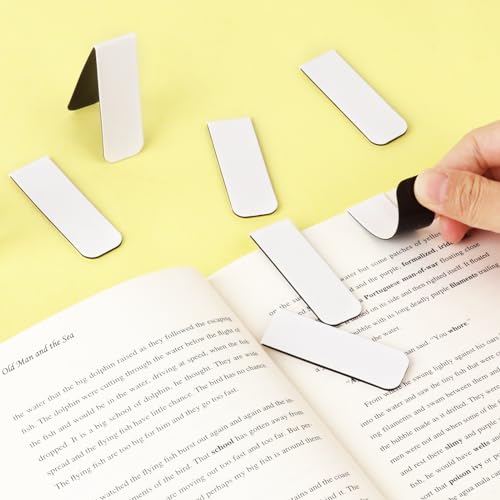 48 Pieces White Magnetic Bookmarks Book Marker Clip Sublimation Bookmarks, Magnetic Page Markers Clips for Kids Students Teachers Classroom Office Reading Book Lovers Supplies - style: White