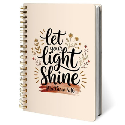 Boho Christian Notebook Journal, Let Your Light Shine Bible Notebooks for Note Taking, Prayer Journal,Inspirational Religious Hardcover Spiral Notebook 5.5x8.3 Inch - color: Color-7