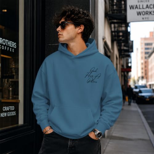 Christian God Hoodie for Men Jesus Faith Religious Bible Verse Hoodies Inspirational Graphic Fleece Sweatshirt - color: Deep Blue, size: Small