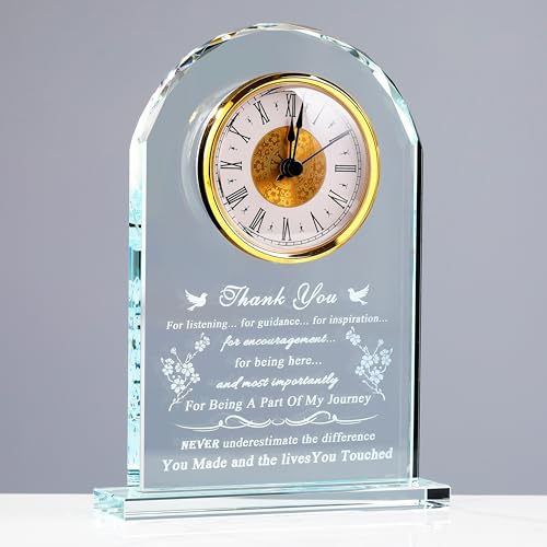 Thank You Gifts for Women Men - Crystal Clock Decor Engraved Presents for Teacher Doctor Nurse Boss Coworker - Inspirational Appreciation Gift for Female Male Leader Best Friends Grateful Keepsake - color: Thank You-journey-clock