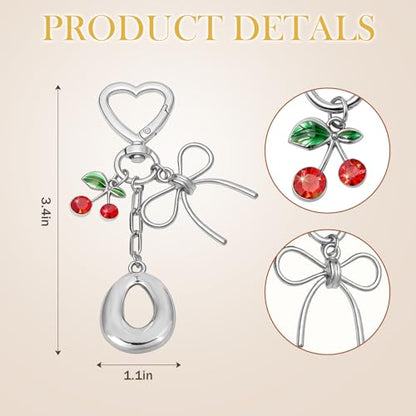 Snycler Bubble Initial Keychain Bag Charms for Women, A-Z Letter Keychain - color: Silver-mini Cherry-letter