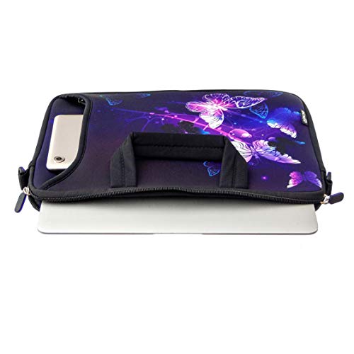 RICHEN 11 11.6 12 12.5 13 inches Laptop/Chromebook/PC Messenger Bag Tablet Travel Case Neoprene Handle Sleeve with Shoulder (11-13.3 inch, Butterflies) - color: Butterflies, size: 11-13.3 inch