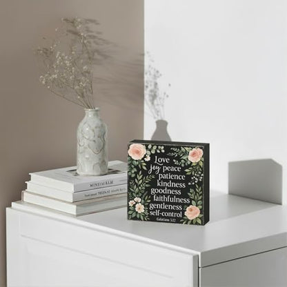 Fruit of the Spirit Wood Box Sign, Black, 5x5 Inch - color: Black-009
