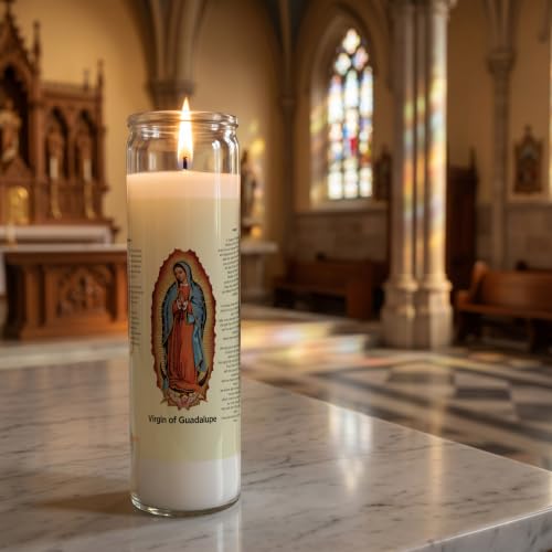 Virgin of Guadalupe Prayer Candle, 3 Pack, Glass Jar, Devotional Candle