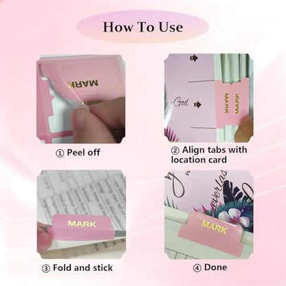 Vorscrin-Laminated Bible Tabs for Women and Men, Gold Foil Lettering Design, Reposition and Large Print Stickers, Bible Study Supplies, 90 Chapters Labels for Easy Navigation(Pink) - color: Pink
