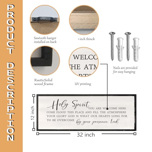 RLWangChao Holy Spirit You are Welcome Here Wall Decor Art 32"×12" Black - color: Holy Spirit You are Welcome Here (Black), size: 32"L x 12"W