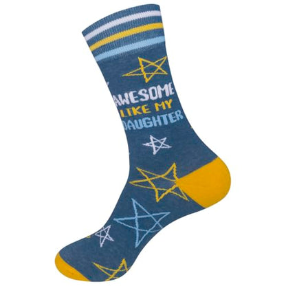 FUNATIC Crazy Socks with Funny Sayings - Novelty Gift for Men, Women, Adult - color: Awesome Like My Daughter