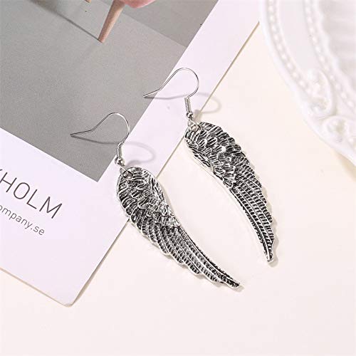 KaFu Vintage Angel Wing Earrings Silver Plated Long Angel Feather Charm Dangle Drop tassel Earring for Women Girls Jewelry Gifts