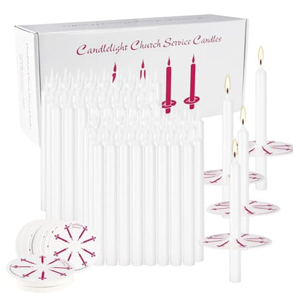 200 Pack 4 Inch White Church Taper Candles with Drip Protectors - color: white-4"200pcs