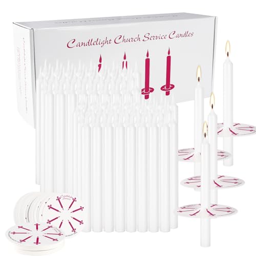 200 Pack 4 Inch White Church Taper Candles with Drip Protectors - color: white-4"200pcs