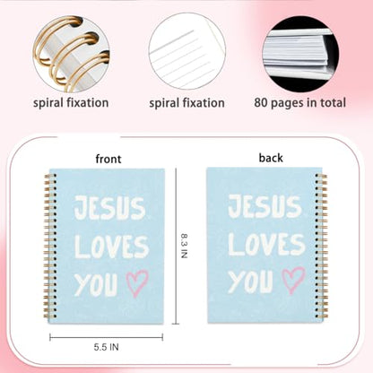 Bible Study Notebook, Bible Note Taking Supplies Notebook Journal, Cute notebook, Bible Study Notebook Supplies Gifts Notebook for Teen Girls Student Teacher 5.5x8.3 inch - color: Jesus loves you blue