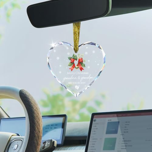 Pregnancy Announcement Ornament 2027, Grandma & Grandpa, Baby Announcement Glass Heart Ornament, See You in 2027 New Grandparents Keepsake - style: See You in 2027