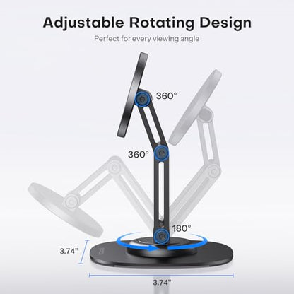 OMOTON MS04 [360° Rotating] Adjustable Magnetic Phone Stand for Desk, Black - color: Black