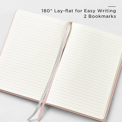 &And Per Se Lined Journal and Pen Set, A5 Leather Hardcover Notebook with Pen & Stationary Set, 160 Pages 100GSM Thick Ruled Paper Journal for Business Work Writing (Pink) - color: Pink