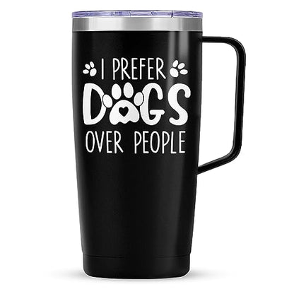 SANDJEST Funny Dog Tumbler with Handle 20oz Stainless Steel Insulated Coffee Travel Mug Cup Dogs Tumblers Dog Lovers Gifts for Men Women Birthday Christmas - color: Dog