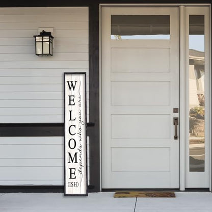 RLWangChao Welcome-ish Sign for Front Porch Standing, 45"X9", Black - color: Black-Wood Sign