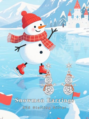 Dorunmo 925 Sterling Silver Dangle Drop Earrings for Women Holiday Earrings Hypoallergenic Halloween Christmas Jewelry Festival Gifts for Women - style: Christmas-Snowman-02
