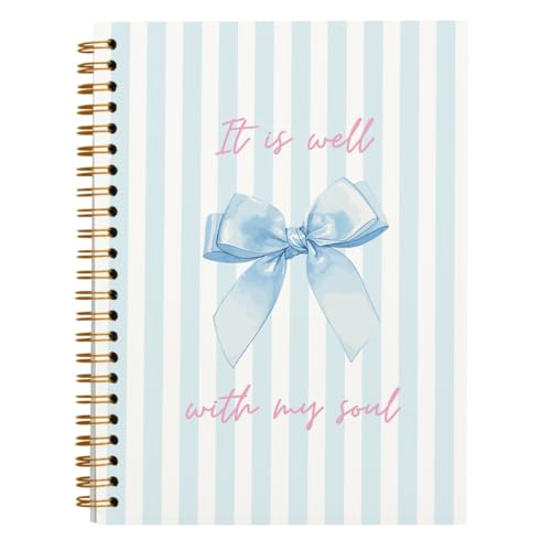 Christian Bible Bow Spiral Notebook Journal Gift for Teen Girl Women - color: it is well with my soul