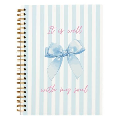 Christian Bible Bow Spiral Notebook Journal Gift for Teen Girl Women - color: it is well with my soul