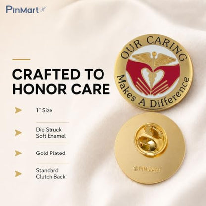 PinMart Nurse Lapel Pin Our Caring Makes a Difference – Gold Enamel Nursing Pin Badge for RN CNA Medical Assistant – Nurse Pinning Ceremony, Graduation & Healthcare Gifts - style: 10 Pack