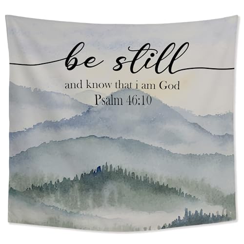 JMENGSSFL Christian Mountain Tapestry, Be Still and Know That I am God Bible Verse Tapestry Wall Hanging, Religious Scripture Wall Decor Hanging Tapestries for Home Bedroom Living Room, 50x60 Inch - color: color10