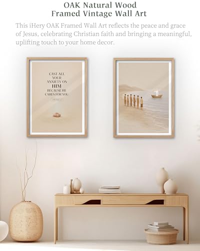 iHery 16x20in Jesus Teaching from the Boat Framed Wall Art - color: OAK Framed Teaching, size: 20"L x 16"W