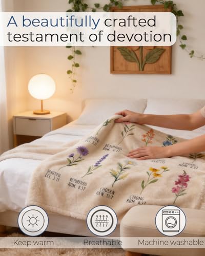 Floral Christian Blanket - Ultra-Soft 60"x80" Throw Blanket for Women, Featuring Uplifting Scripture & Design, The Perfect Inspirational & Religious Gift for Her