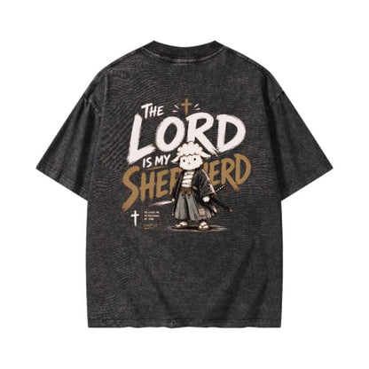 The Lord is My Shepherd Psalm 23 Samurai Lamb Anime Christian Faith T-Shirt - color: Black, size: 4X-Large