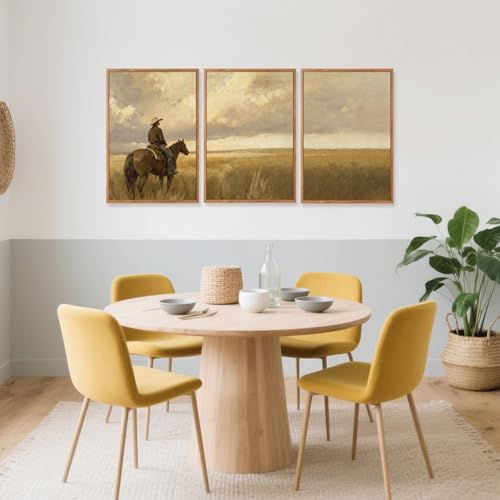 Aurlan 3 Pcs Western Cowboy Framed Wall Art 16x24 Inch - color: Western Cowboy, size: 16"x24"