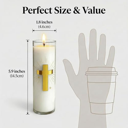 White Beeswax Candle, 2-Pack, Blessed Church & Prayer Candle - size: 1.8 x 5.9 inches