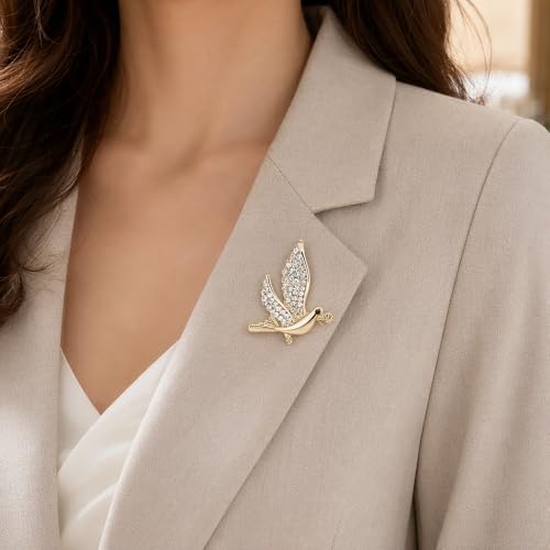 Enamel Bird Theme Brooch Pin for Women, Vintage Flying Bird Lapel Pin - color: Dove3