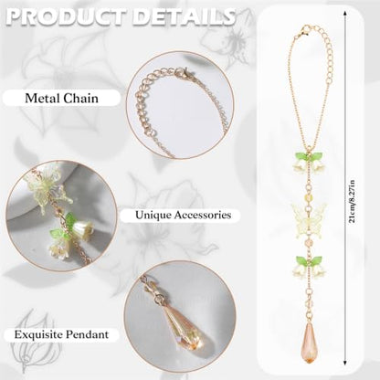 Butterfly Flower Car Rearview Mirror Charm Yellow Lily of Valley - color: Yellow - Butterfly
