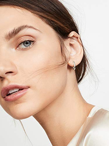 Me&Hz Gold Huggie Earrings Small Huggie Hoop Earrings for Women 14K Gold Plated Hypoallergenic Cubic Zirconia Huggies Mini Silver Hoop Earring for Women - color: Square, Silver
