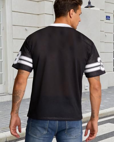 CHAIRAY Jesus Jersey Christian Football Jersey 33 Y2k Baggy Shirts Oversized V Neck Tee Tops for Women Men - color: 01 Black, size: Medium