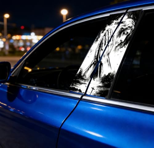 1 Pair Jesus Car B-Pillar Decals, Cross Car Center Pillar Stickers, Waterproof Vinyl Christian Vehicle Door Pillar Sticker Scratch Cover Sticker for Car Auto SUV (Holy Jesus) - color: Holy Jesus